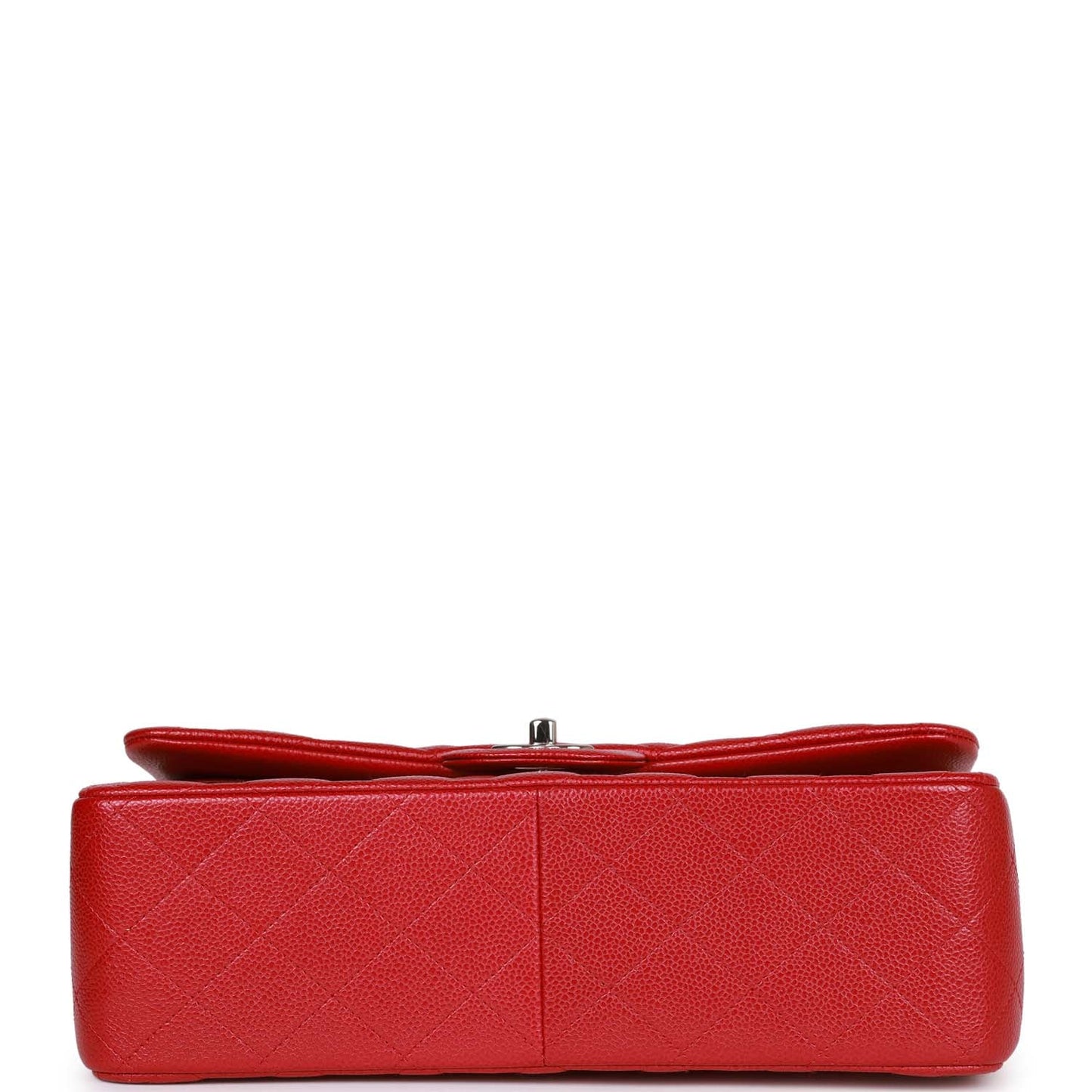 Pre-owned Chanel Jumbo Classic Double Flap Bag Metallic Red Caviar Silver Hardware