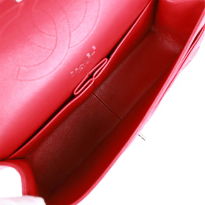 Pre-owned Chanel Jumbo Classic Double Flap Bag Metallic Red Caviar Silver Hardware