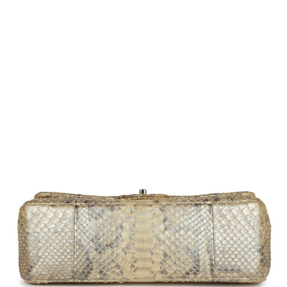 Pre-owned Chanel Jumbo Classic Double Flap Gold Metallic Python Gold Hardware
