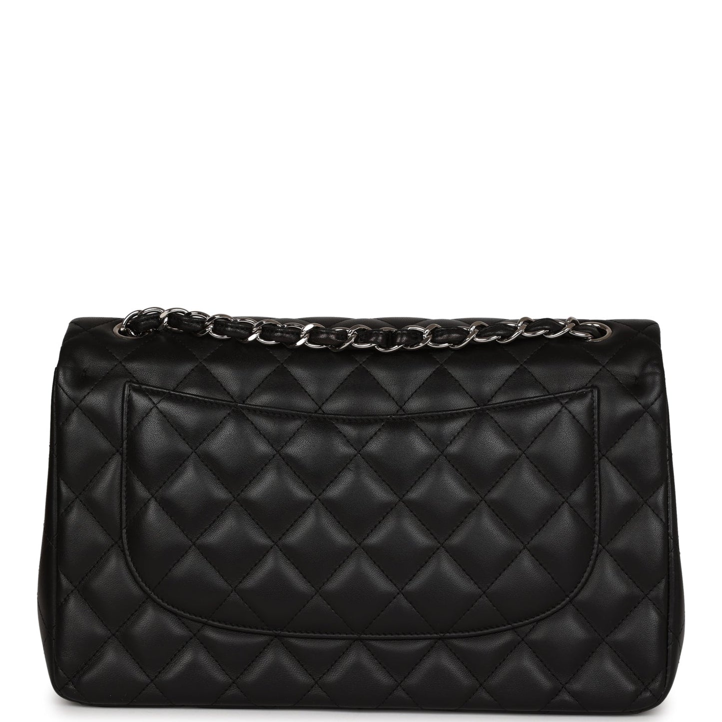 Pre-owned Chanel Jumbo Classic Double Flap Black Lambskin Silver Hardware