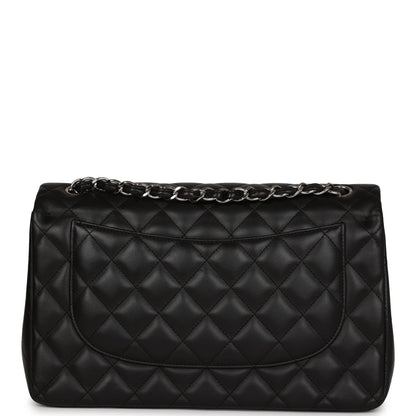 Pre-owned Chanel Jumbo Classic Double Flap Black Lambskin Silver Hardware