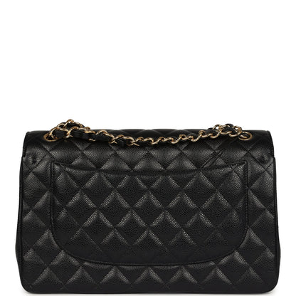 Chanel Jumbo Classic Double Flap Bag Black Caviar Gold Hardware