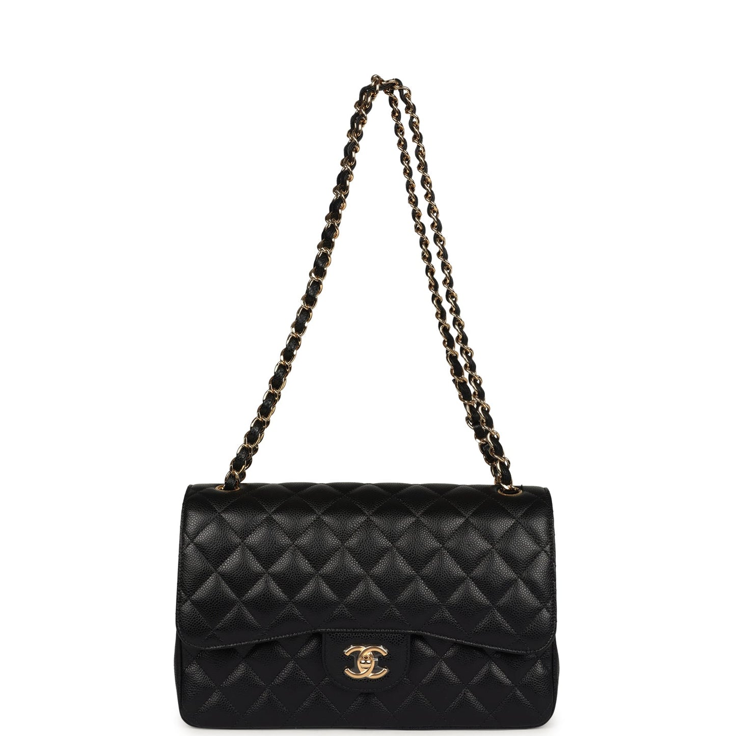 Chanel Jumbo Classic Double Flap Bag Black Caviar Gold Hardware