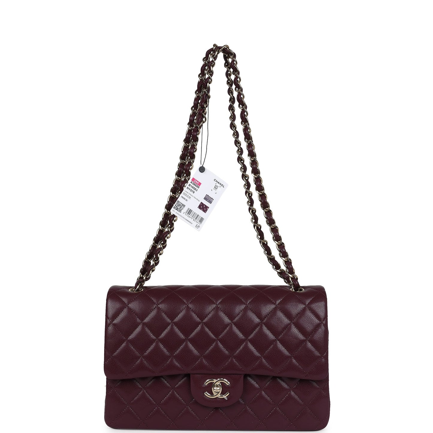 Chanel Jumbo Classic Double Flap Bag Red Lambskin Light Gold Hardware