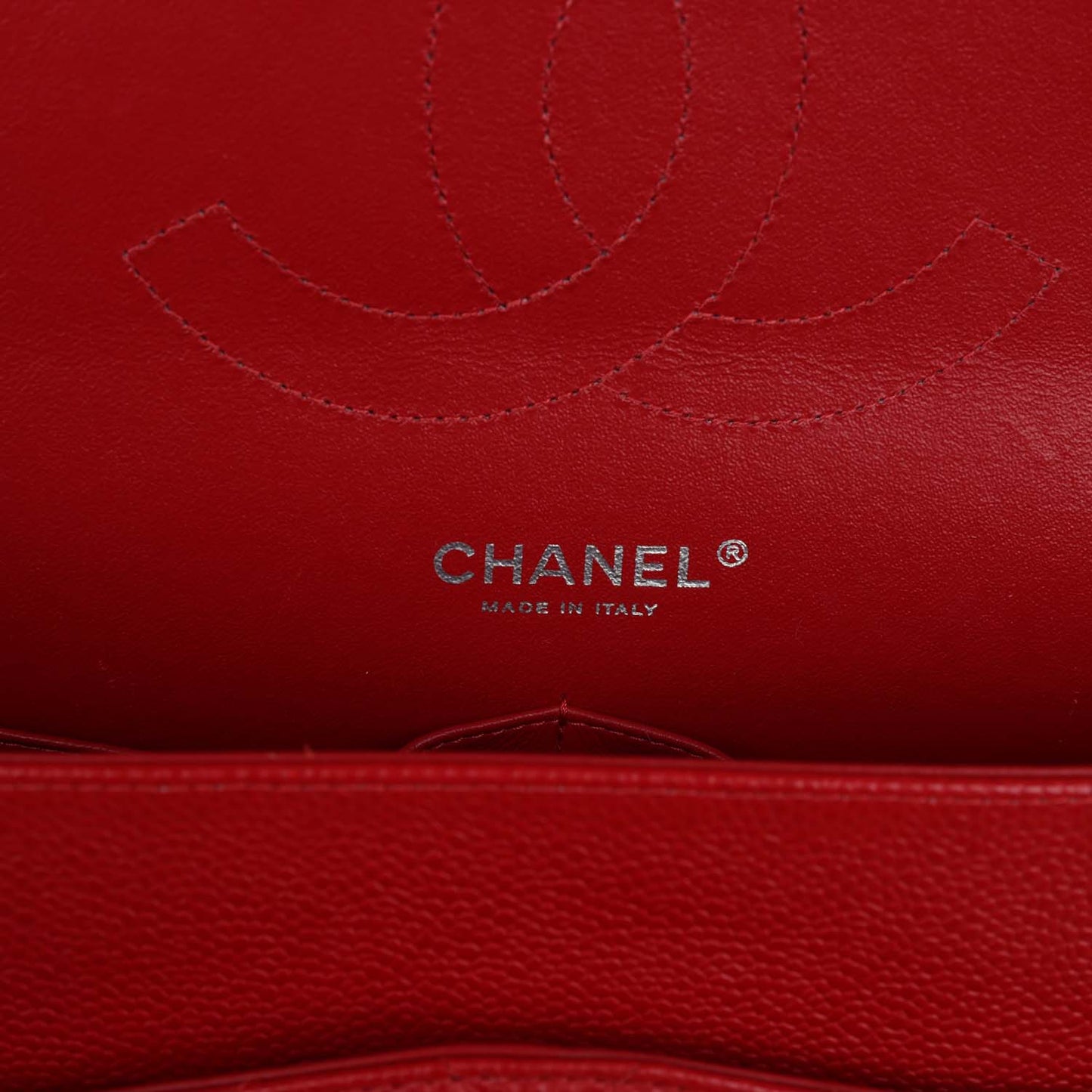 Pre-owned Chanel Jumbo Classic Double Flap Red Caviar Silver Hardware