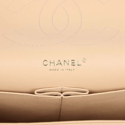 Pre-owned Chanel Jumbo Classic Double Flap Bag Light Beige Caviar Gold Hardware