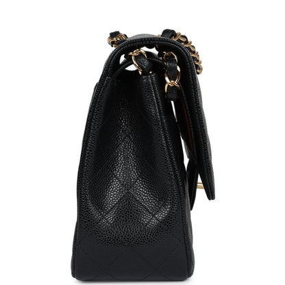 Chanel Jumbo Classic Double Flap Bag Black Caviar Gold Hardware