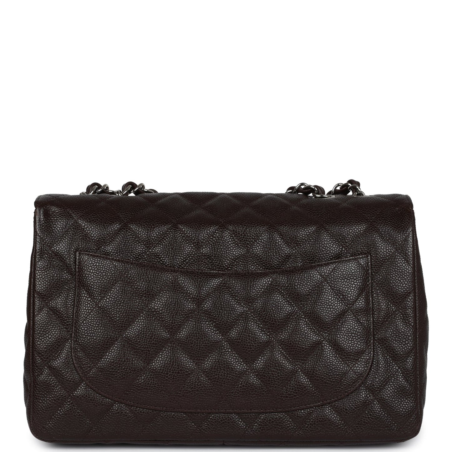 Pre-owned Chanel Jumbo Classic Single Flap Dark Brown Caviar Silver Hardware
