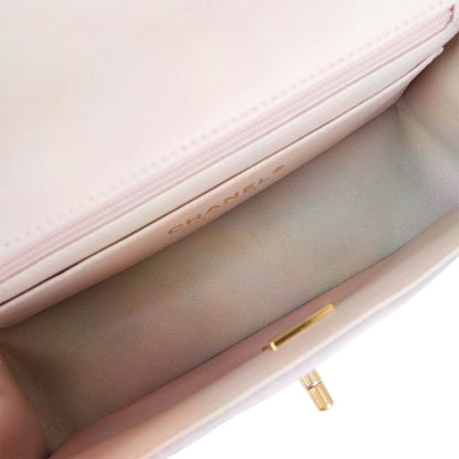 Chanel Mini Rectangular Flap Bag with Top Handle Light Pink Ombre Lambskin Antique Gold Hardware