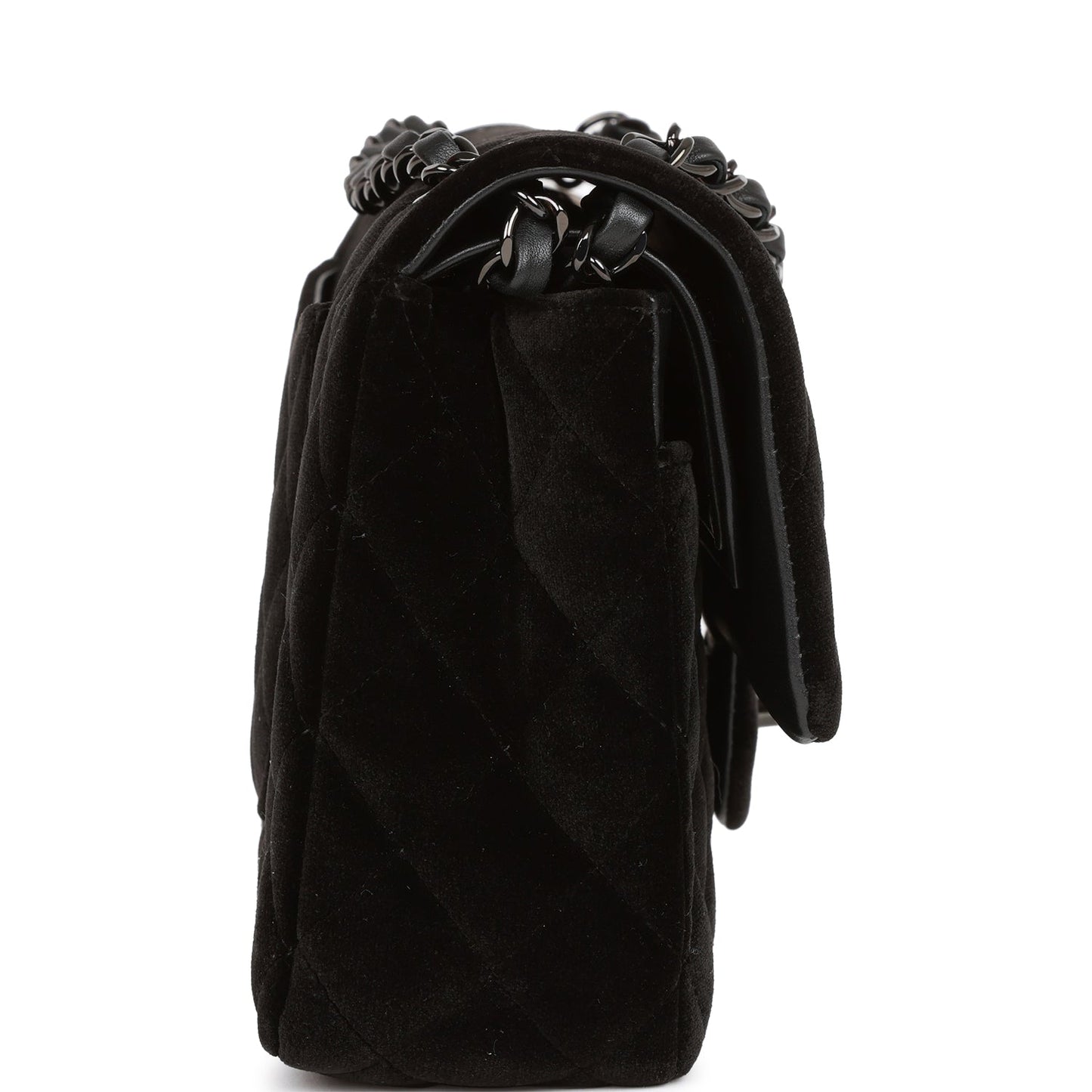 Pre-owned Chanel Medium Classic Double Flap Bag Black Velvet Ruthenium Hardware