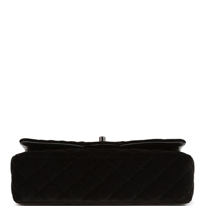 Pre-owned Chanel Medium Classic Double Flap Bag Black Velvet Ruthenium Hardware