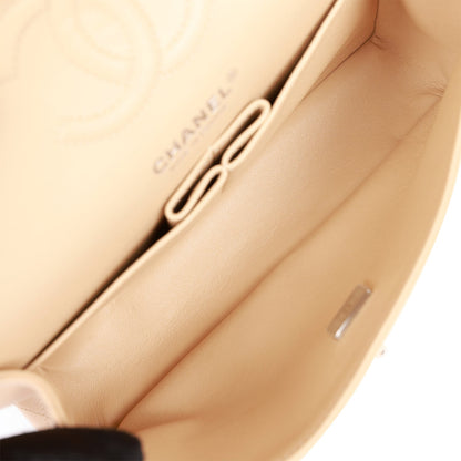 Chanel Small Classic Double Flap Beige Clair Lambskin Silver Hardware