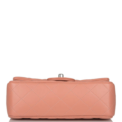 Chanel Mini Rectangular Flap Bag Rose Lambskin Silver Hardware