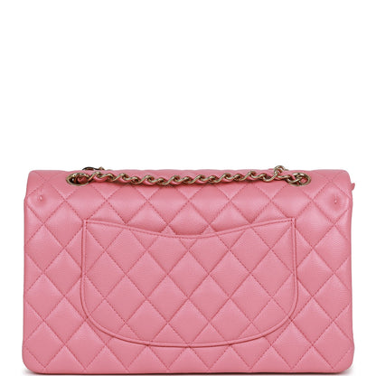 Chanel Medium Classic Double Flap Bag Dark Pink Caviar Light Gold Hardware