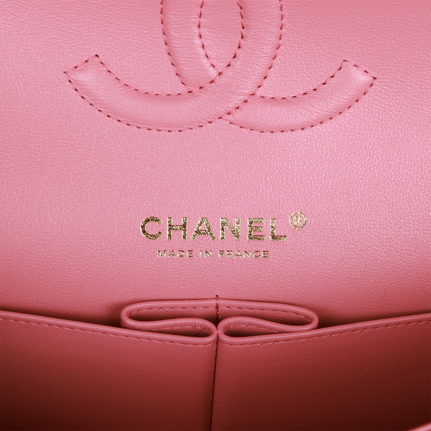 Chanel Medium Classic Double Flap Bag Dark Pink Caviar Light Gold Hardware