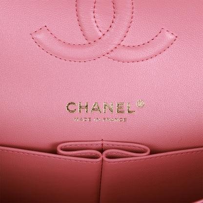 Chanel Medium Classic Double Flap Bag Dark Pink Caviar Light Gold Hardware