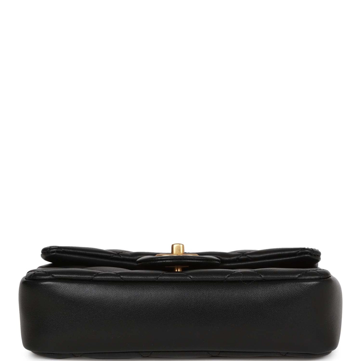 Chanel Mini Rectangular Heart Flap Bag Black Lambskin Aged Gold Hardware