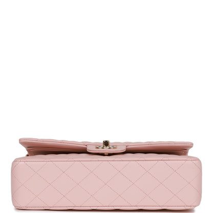 Chanel Medium Classic Double Flap Bag Light Pink Lambskin Light Gold Hardware