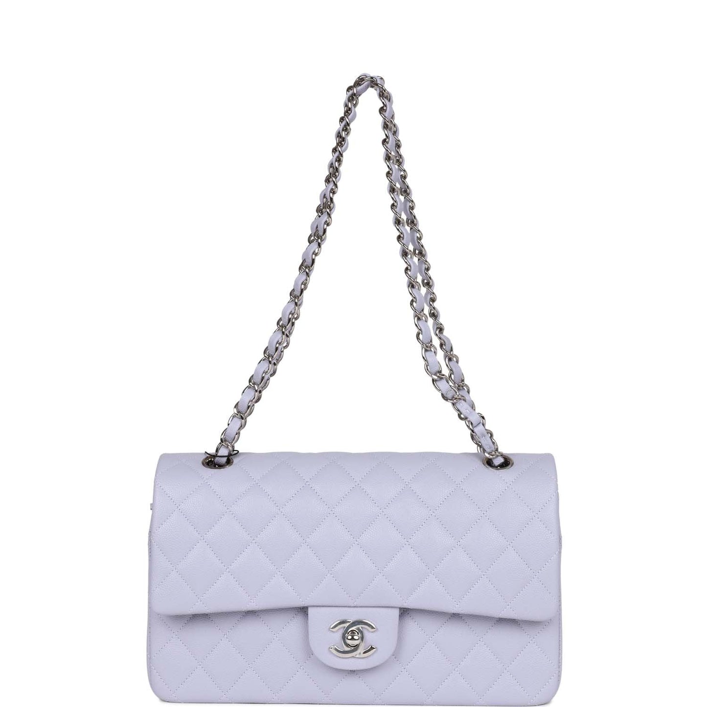 Chanel Medium Classic Double Flap Lavender Caviar Silver Hardware