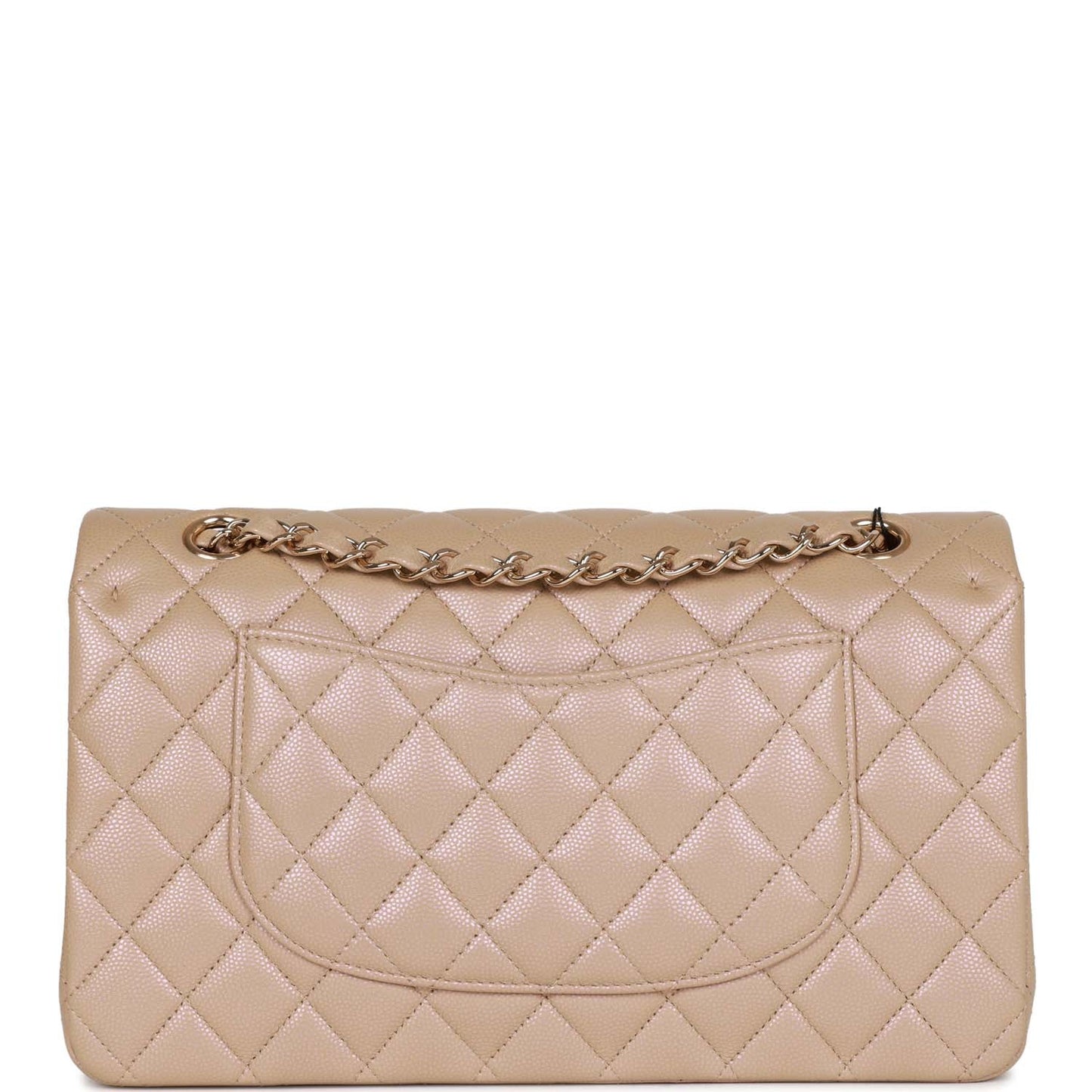 Chanel Medium Classic Double Flap Bag Beige Iridescent Caviar Light Gold Hardware
