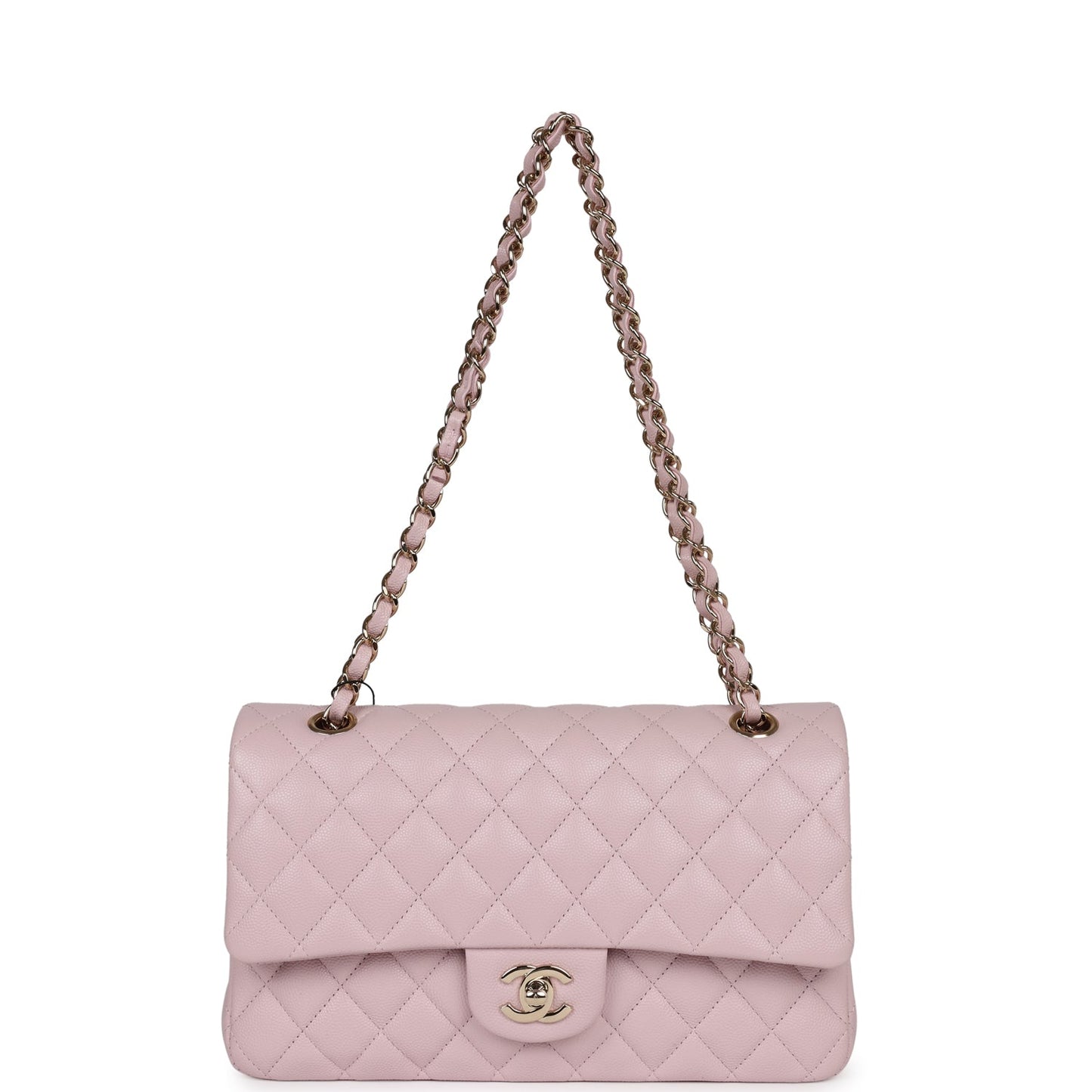 Chanel Medium Classic Double Flap Light Pink Caviar Light Gold Hardware