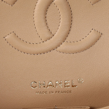 Chanel Medium Classic Double Flap Bag Beige Caviar Gold Hardware
