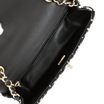 Chanel Mini Classic Rectangular Flap Black and White Tweed Gold Hardware