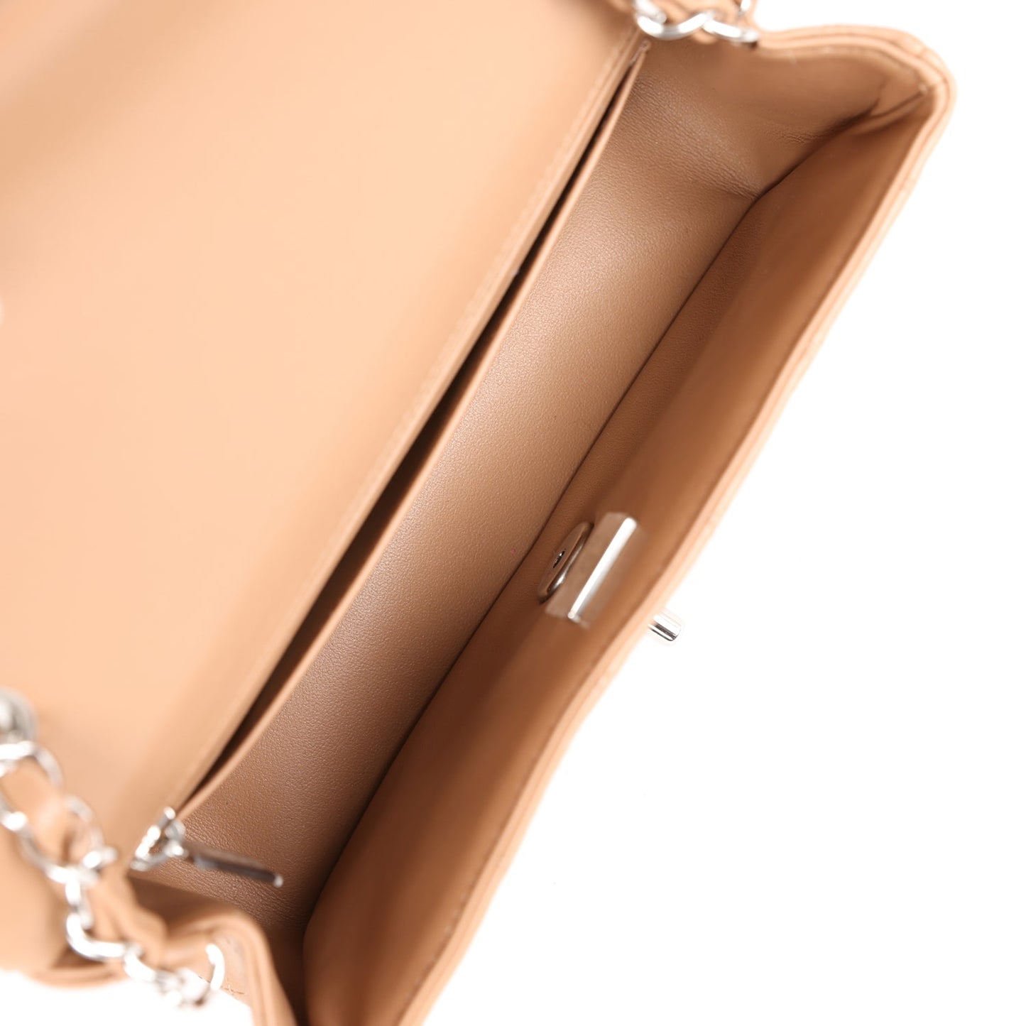 Chanel Mini Rectangular Flap Dark Beige Lambskin Silver Hardware