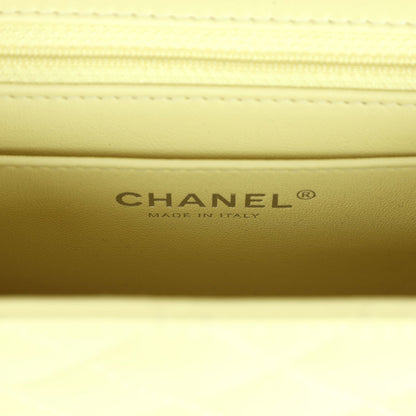 Chanel Mini Square Flap Bag Lime Lambskin Silver Hardware