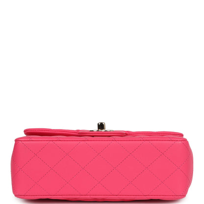 Chanel Mini Rectangular Flap with Top Handle Pink Lambskin Light Gold Hardware