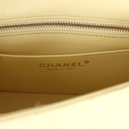 Chanel Mini Camellia Crush Square Flap Yellow Lambskin Antique Gold Hardware