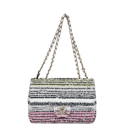 Chanel Mini Rectangular Flap White Multicolor Sequin Light Gold Hardware