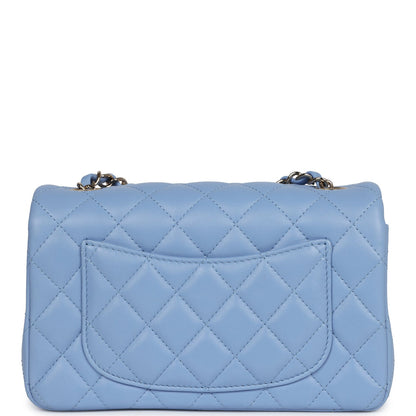 Chanel Mini Rectangular Flap Bag Light Blue Lambskin Light Gold Hardware