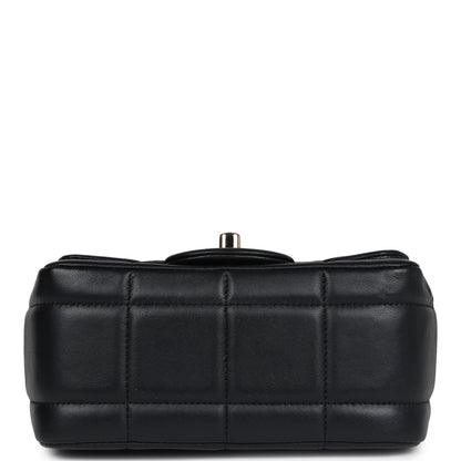Pre-owned Chanel Monaco Mini Square Flap Bag Black Lambskin Light Gold Hardware