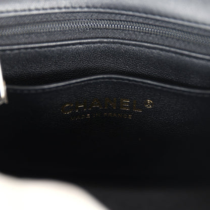 Pre-owned Chanel Monaco Mini Square Flap Bag Black Lambskin Light Gold Hardware