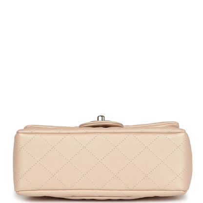 Chanel Mini Rectangular Flap Bag Iridescent Beige Lambskin Light Gold Hardware