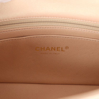 Chanel Mini Rectangular Flap Bag Iridescent Beige Lambskin Light Gold Hardware