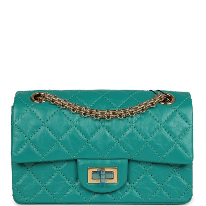 Chanel Mini Reissue 224 2.55 Flap Green Aged Calfskin Antique Gold Hardware