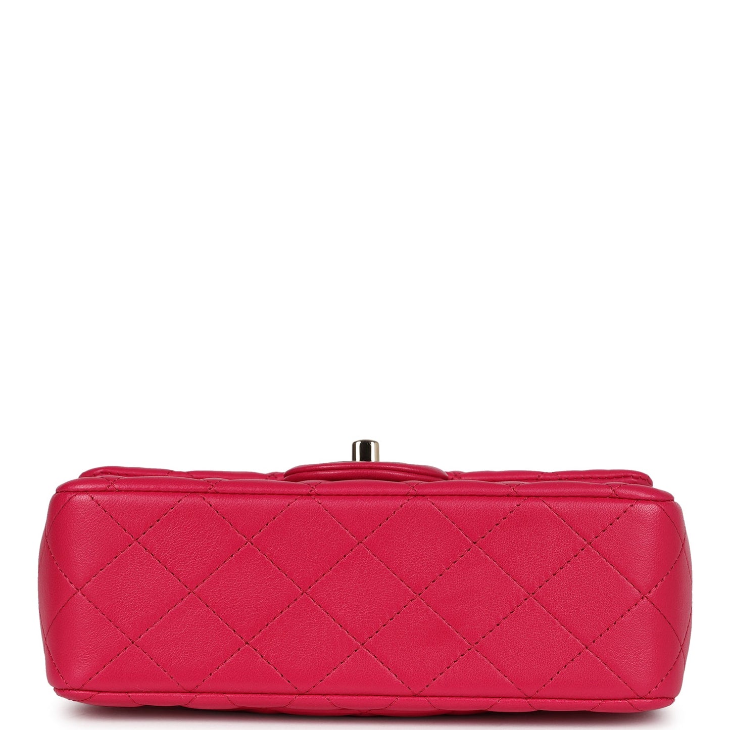 Pre-owned Chanel Mini Top Handle Rectangular Flap Bag Fuchsia Lambskin Light Gold Hardware