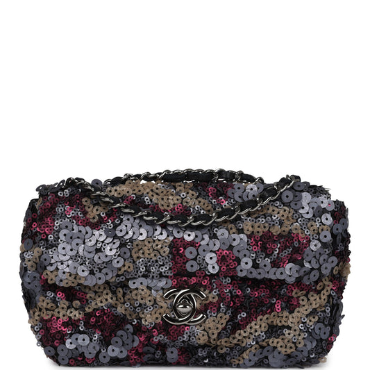 Pre-owned Chanel Limited Edition Extra Mini Flap Bag Multicolor Sequin Ruthenium Hardware