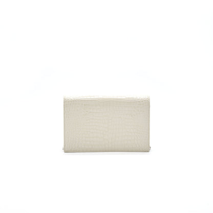 Saint Laurent /YSL Kate small chain wallet with tassel in crocodile-embossed shiny skin