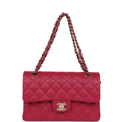Chanel Small Classic Double Flap Dark Pink Caviar Light Gold Hardware