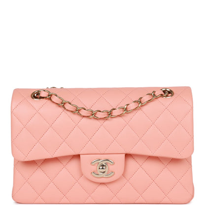 Chanel Small Classic Double Flap Pink Lambskin Light Gold Hardware