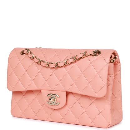 Chanel Small Classic Double Flap Pink Lambskin Light Gold Hardware
