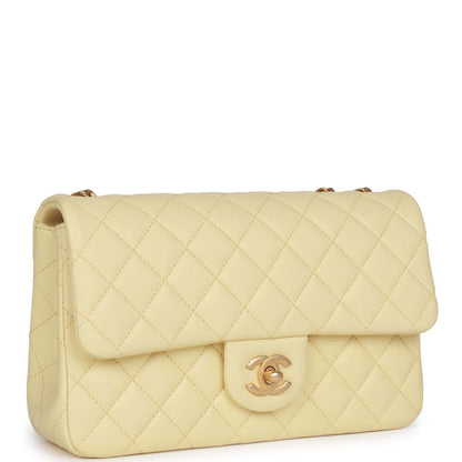 Chanel Camellia Crush Medium Flap Yellow Lambskin Antique Gold Hardware