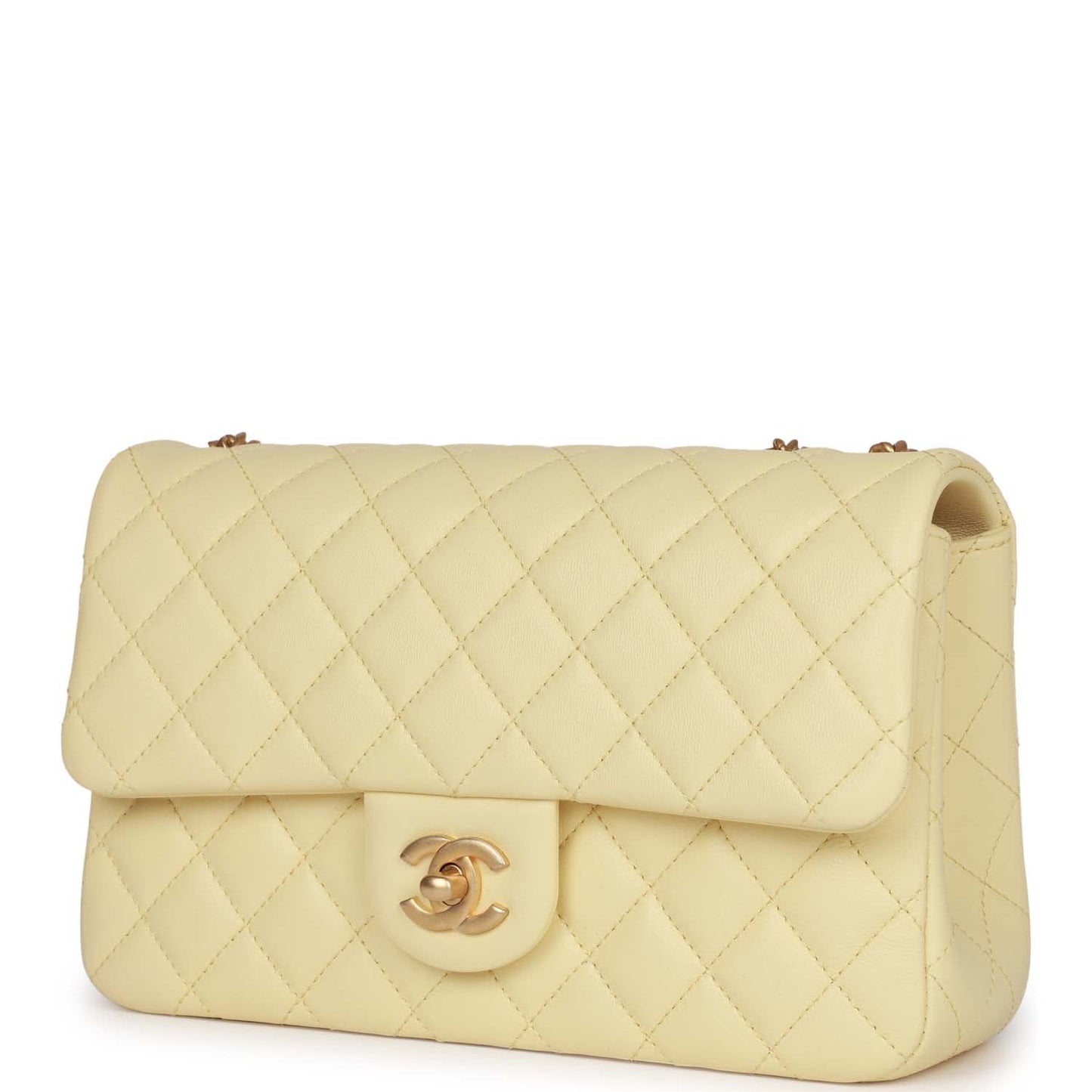 Chanel Camellia Crush Medium Flap Yellow Lambskin Antique Gold Hardware