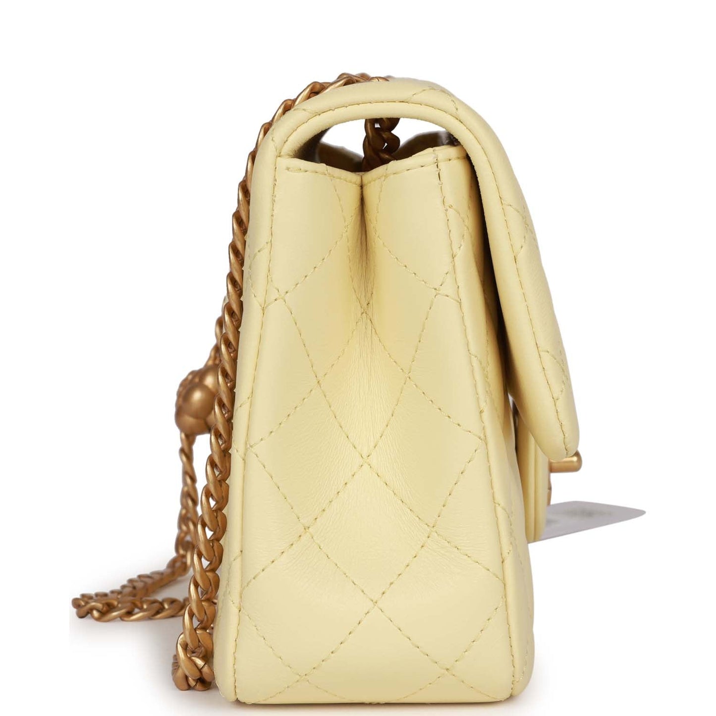 Chanel Camellia Crush Medium Flap Yellow Lambskin Antique Gold Hardware