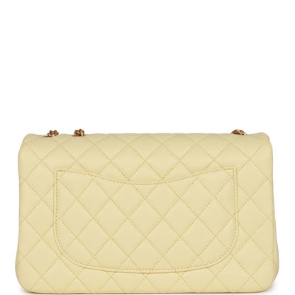 Chanel Camellia Crush Medium Flap Yellow Lambskin Antique Gold Hardware