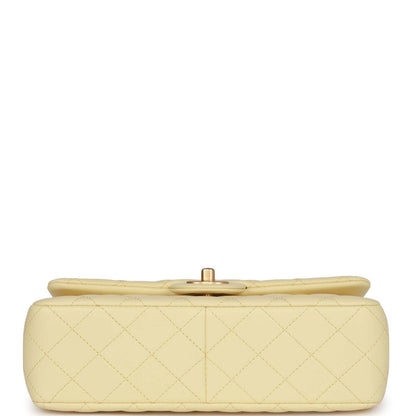Chanel Camellia Crush Medium Flap Yellow Lambskin Antique Gold Hardware
