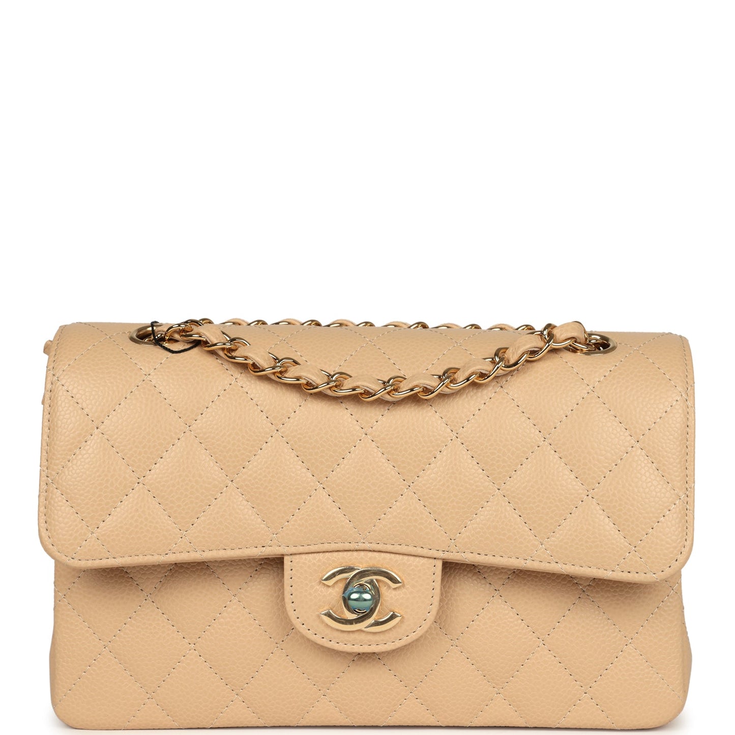 Chanel Small Classic Double Flap Bag Beige Caviar Gold Hardware